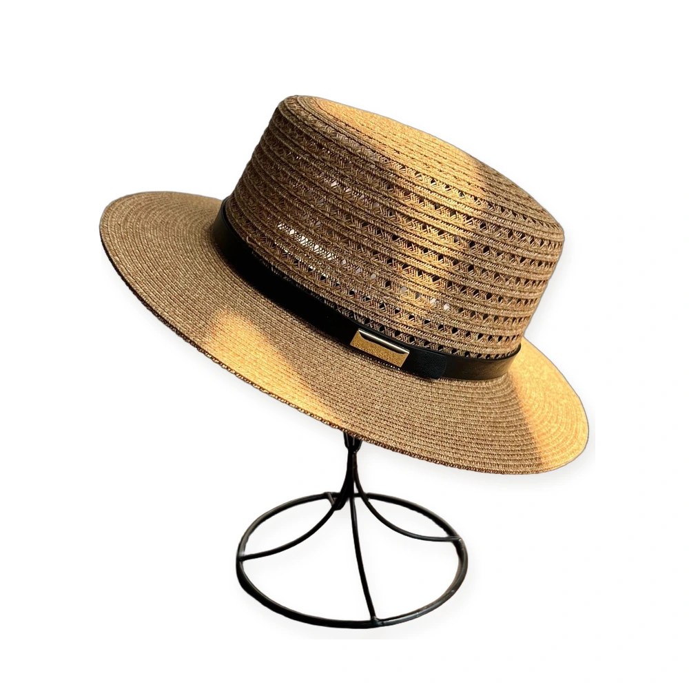 Paper Straw Wide Brim Hat with Leather Band image 2