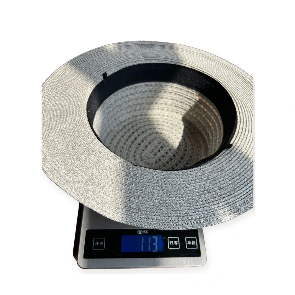 Paper Straw Wide Brim Hat with Leather Band image 3