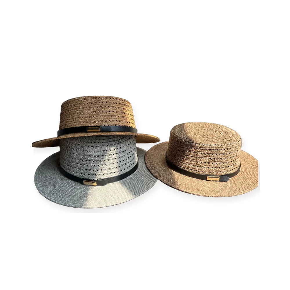 Paper Straw Wide Brim Hat with Leather Band image 4