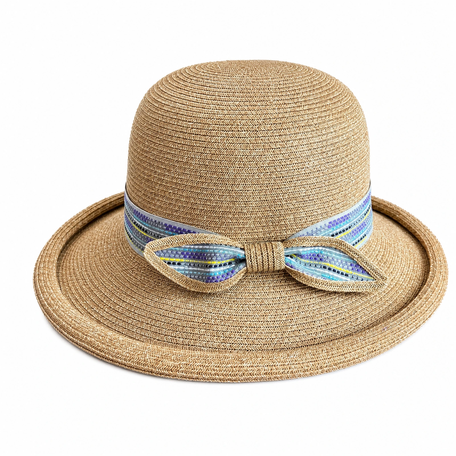 Paper Straw Bucket Hat with Ribbon Bow