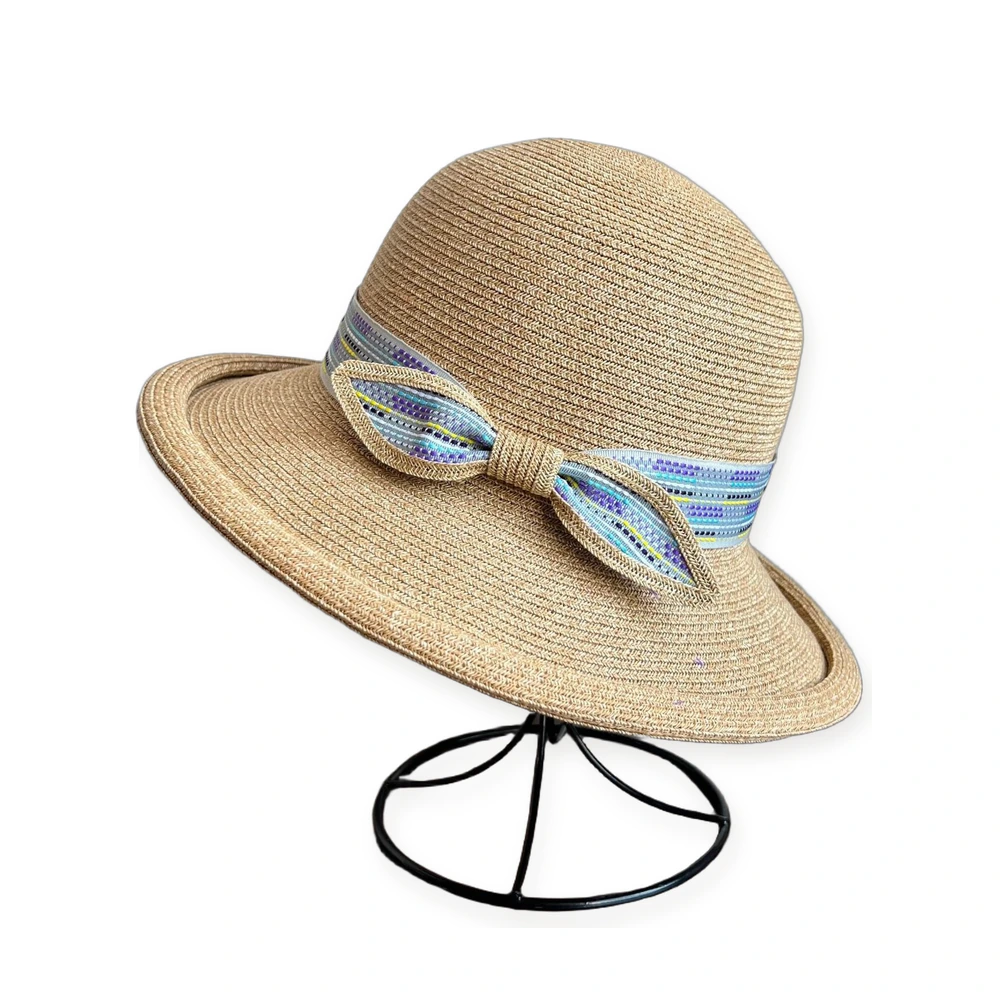 Paper Straw Bucket Hat with Ribbon Bow image 2