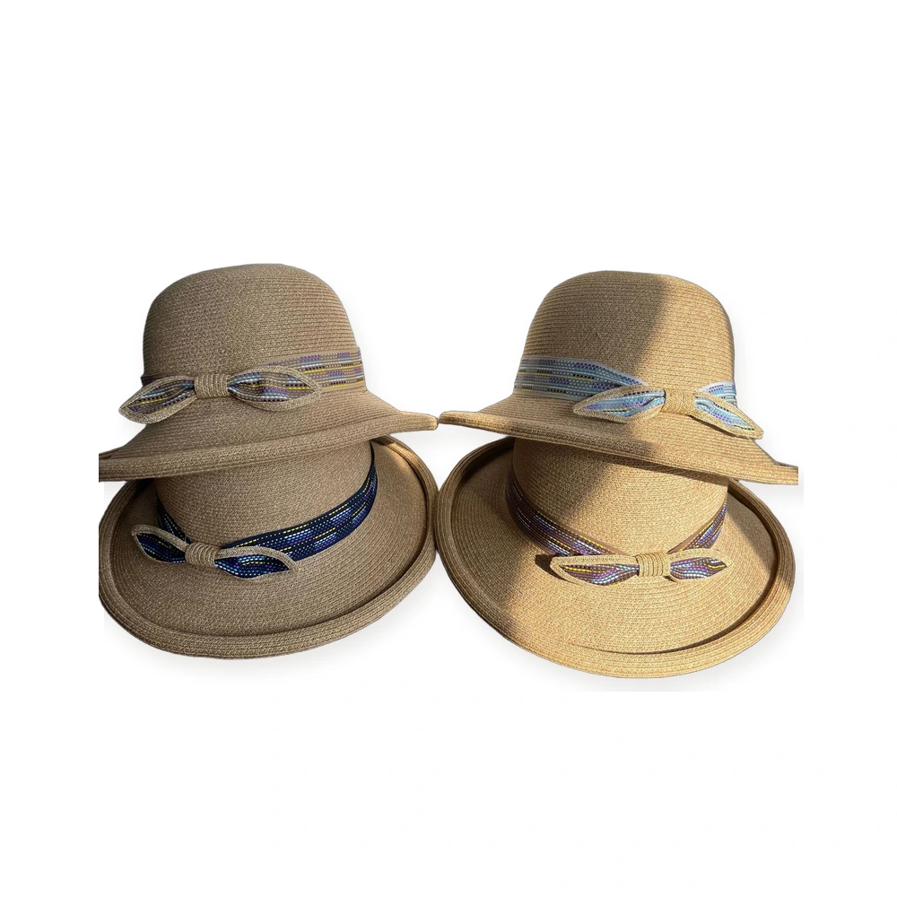 Paper Straw Bucket Hat with Ribbon Bow image 4