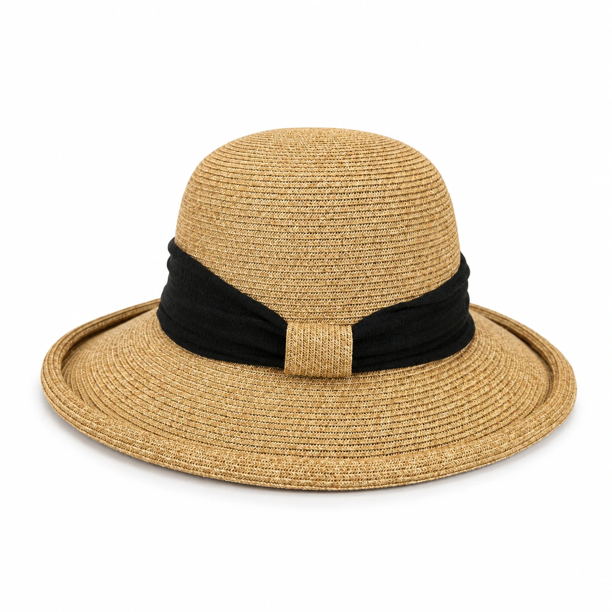 Paper Straw Bucket Hat with Metal Buckle