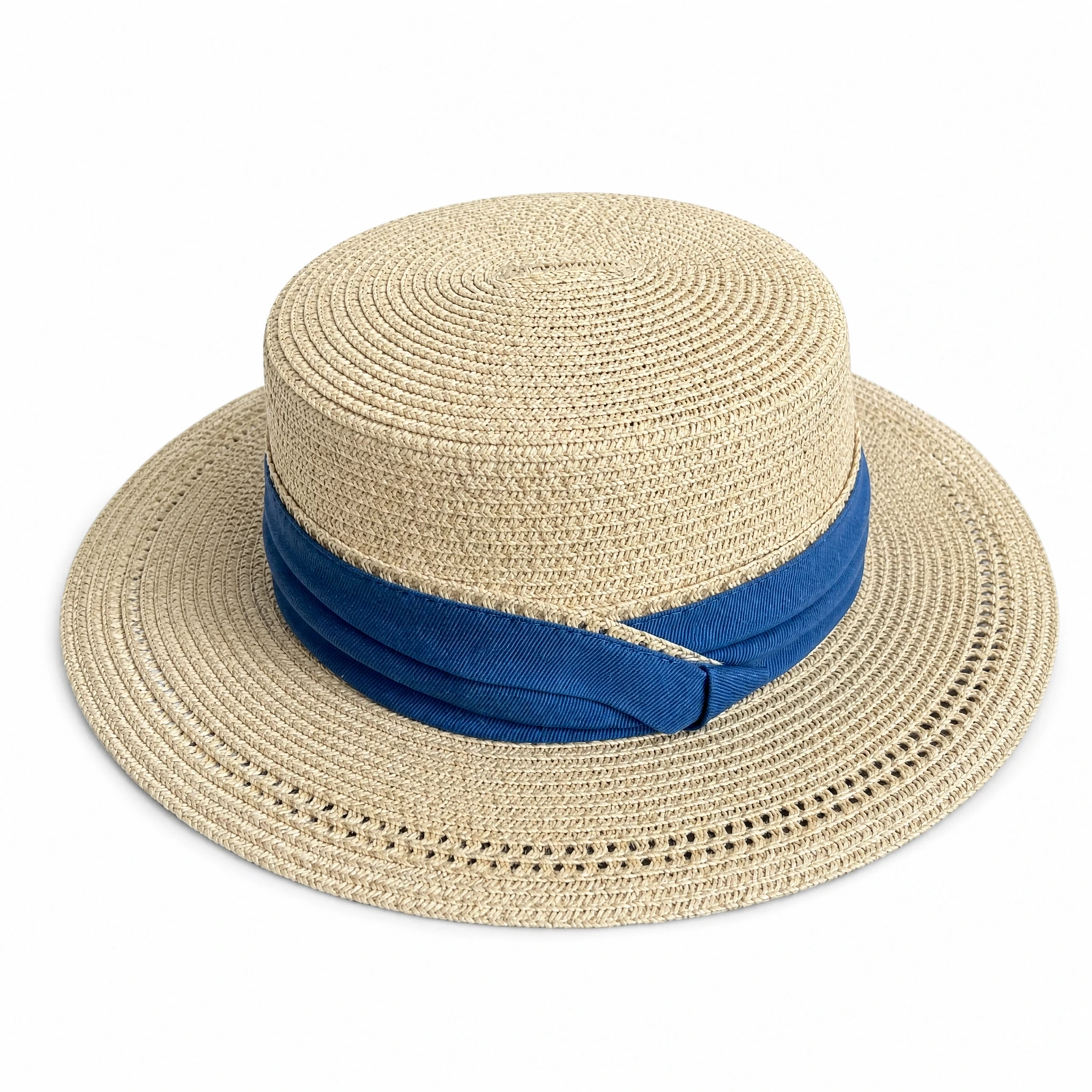 Paper Straw Boater Hat with Metal Buckle
