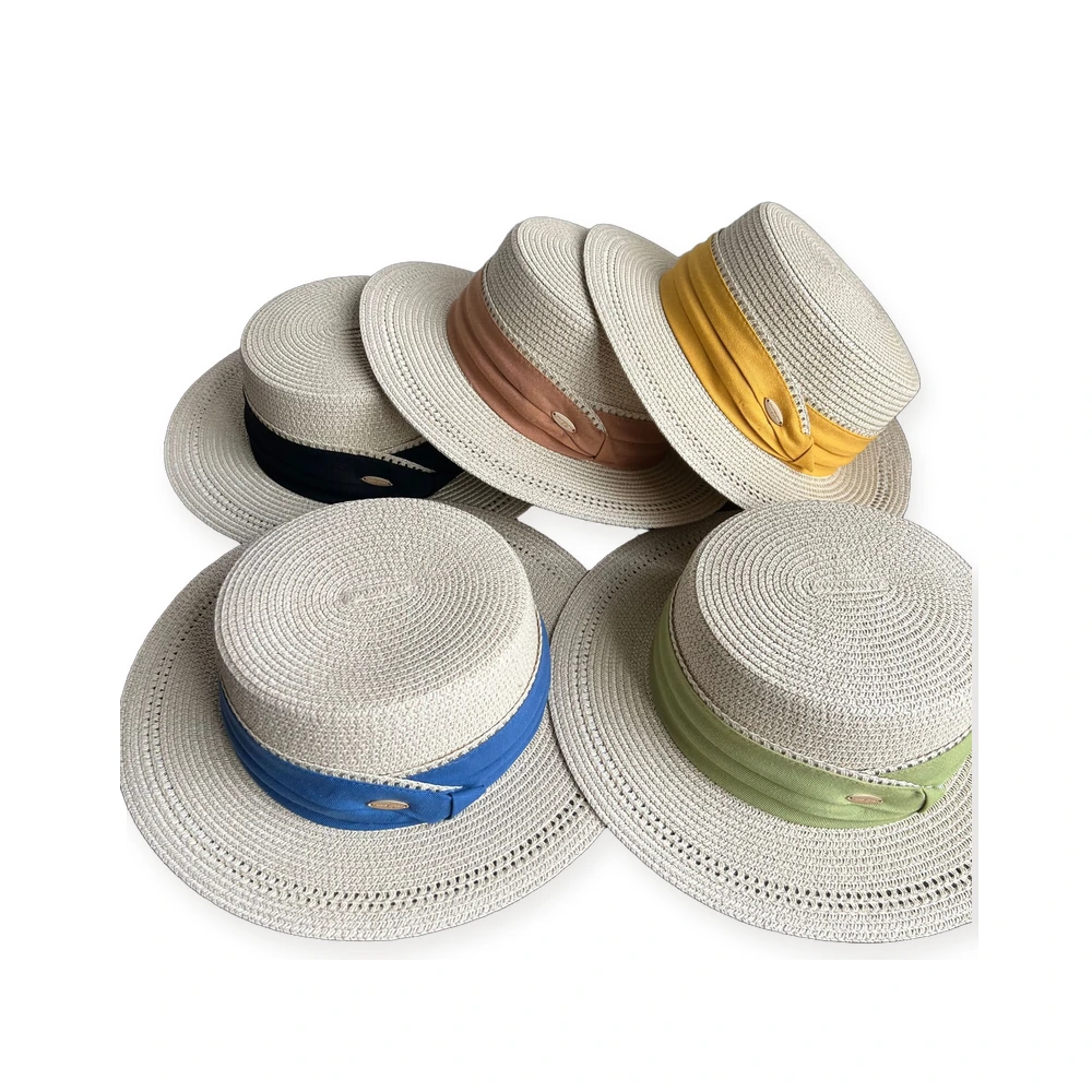 Paper Straw Boater Hat with Metal Buckle image 4