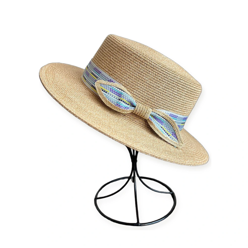 Paper Straw Wide Brim Hat with Ribbon image 2