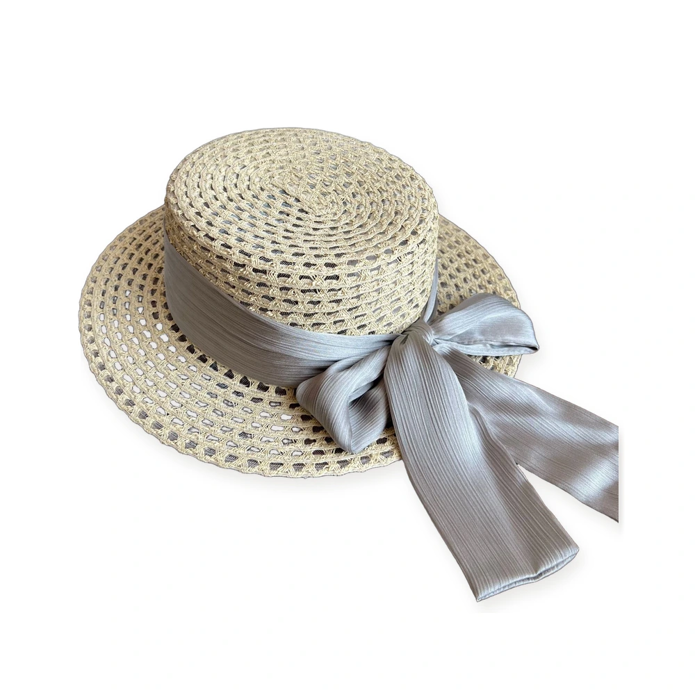 Paper Straw Wide Brim Hat with Ribbon Bow image 2