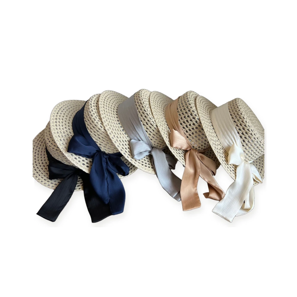 Paper Straw Wide Brim Hat with Ribbon Bow image 4