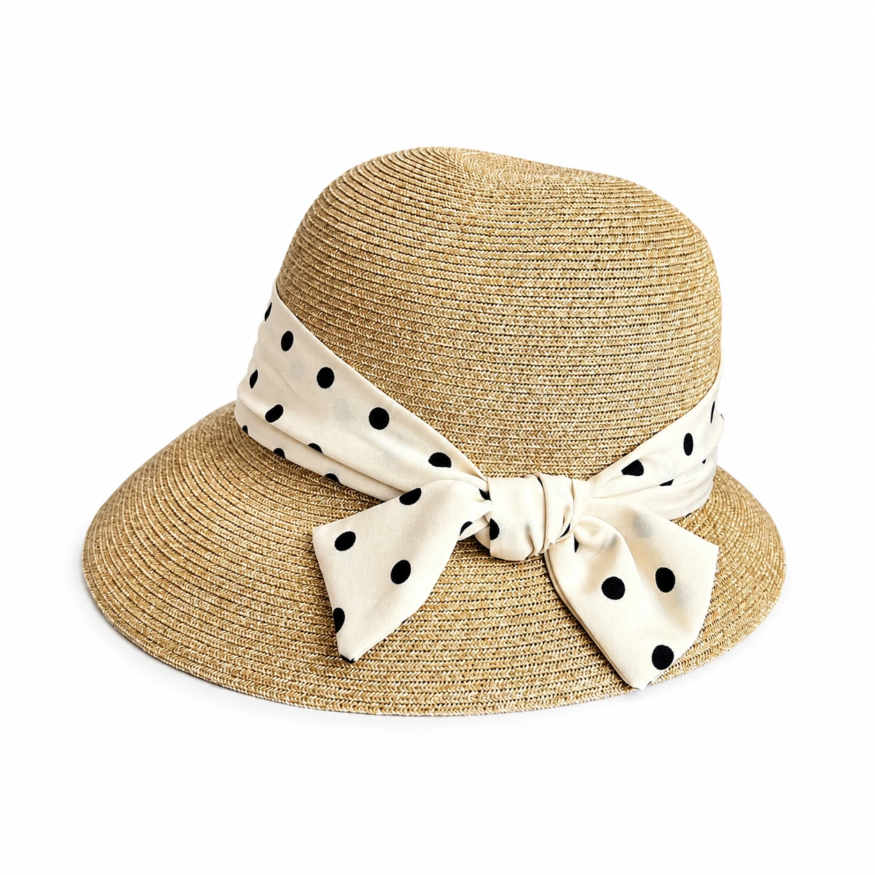 Paper Straw Bucket Hat with Ribbon Bow
