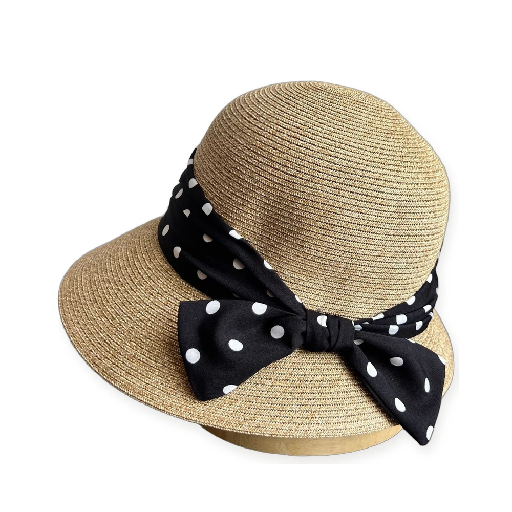 Paper Straw Bucket Hat with Ribbon Bow image 2