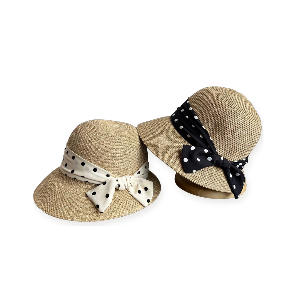Paper Straw Bucket Hat with Ribbon Bow image 4