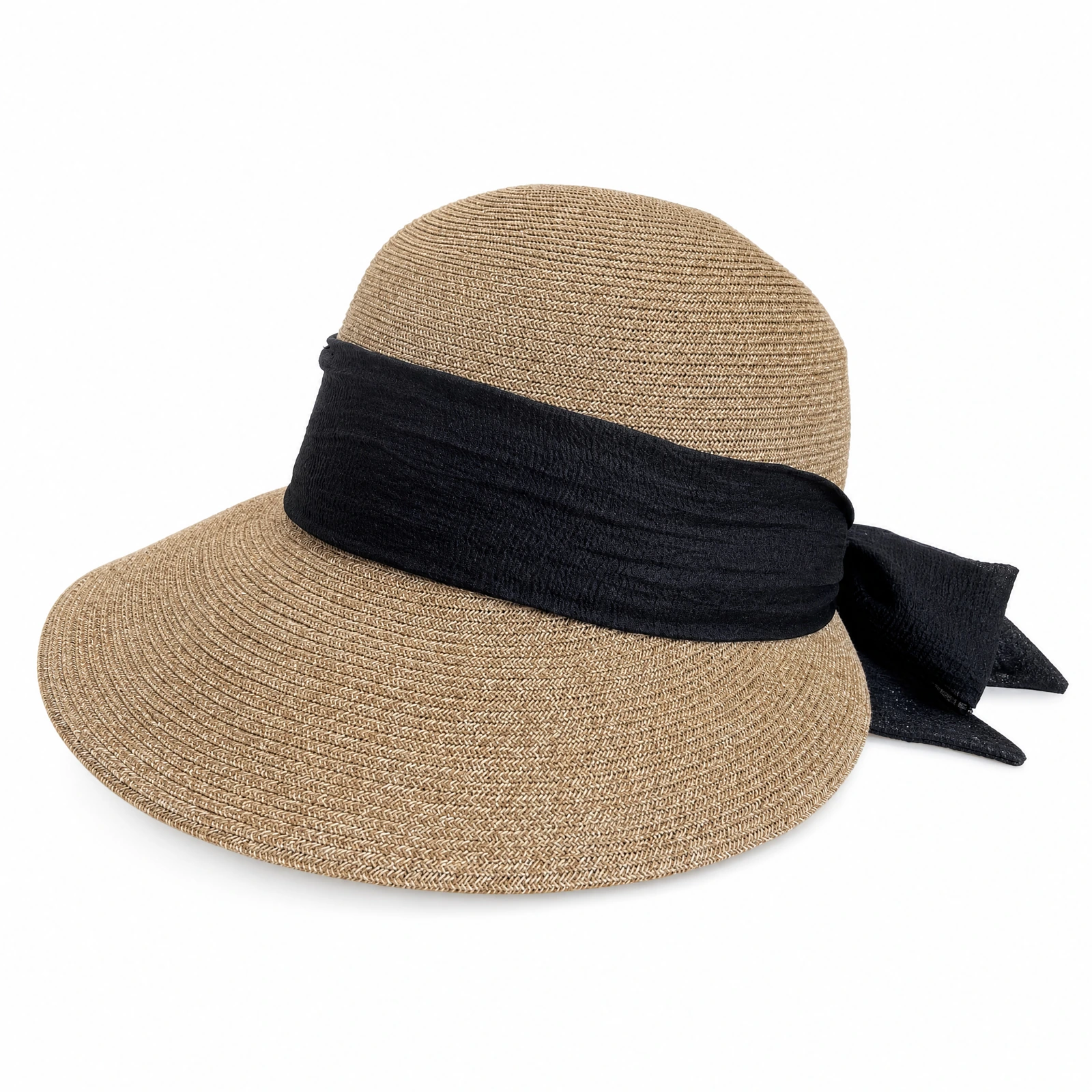 Paper Straw Bucket Hat with Ribbon Bow