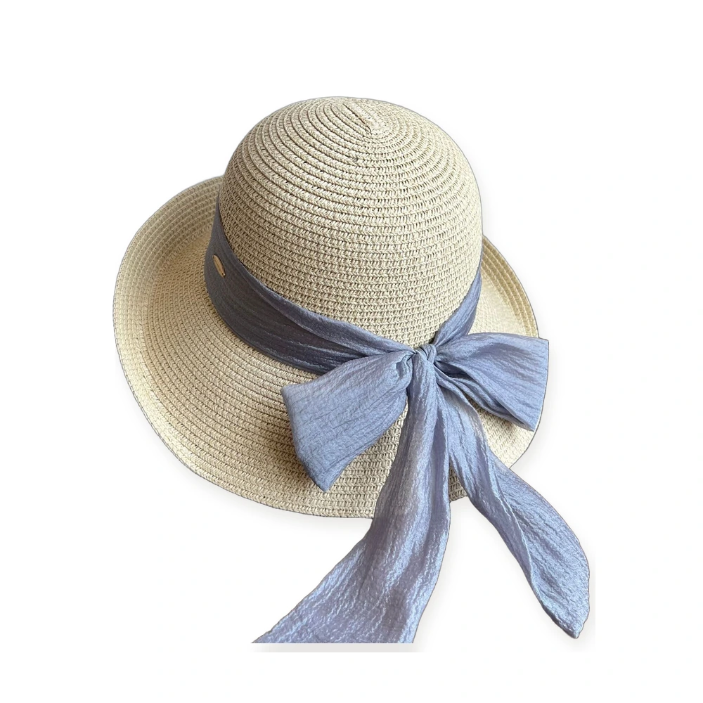 Paper Straw Bucket Hat with Ribbon Bow image 2