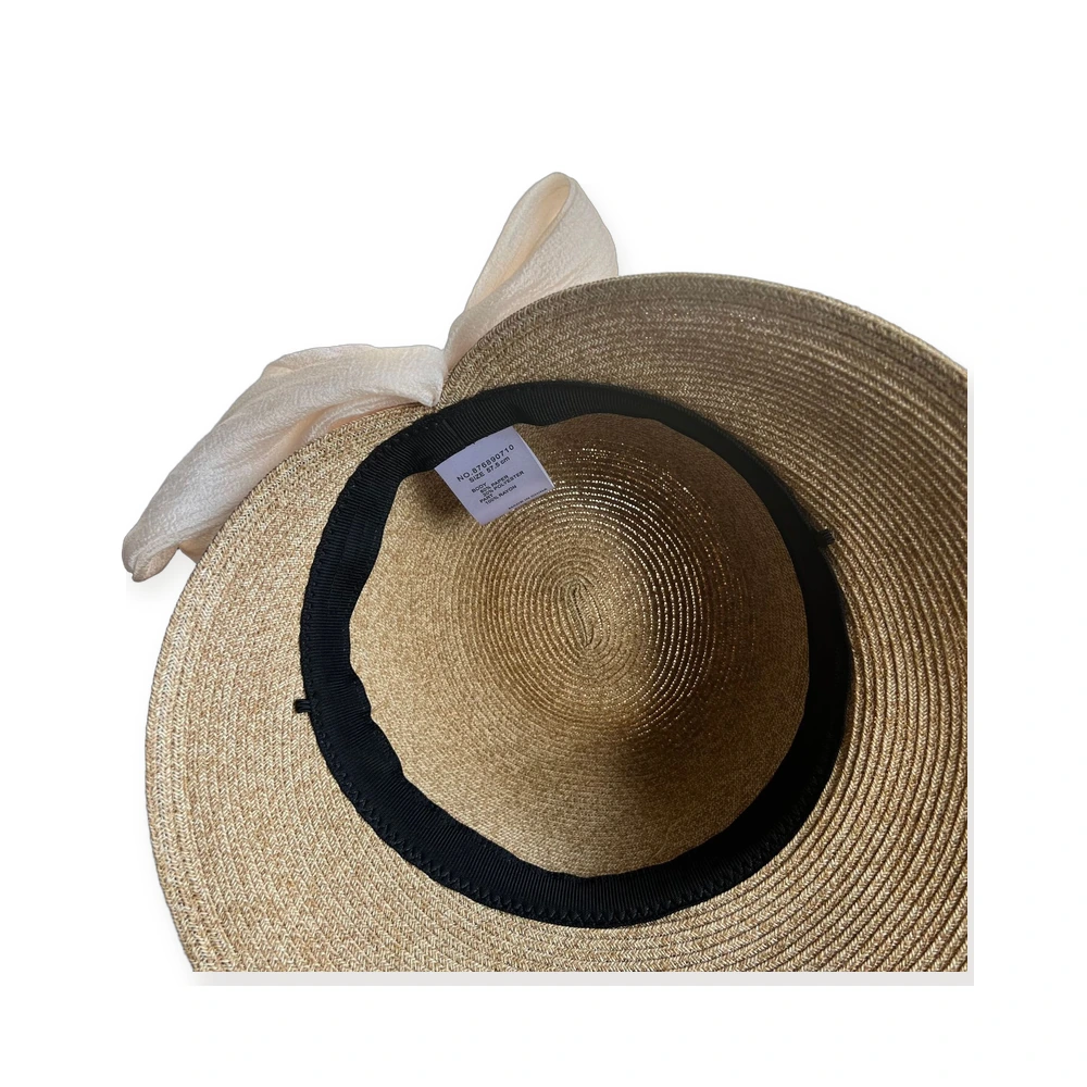 Women's Paper Straw Bucket Hat with Metal Buckle image 3