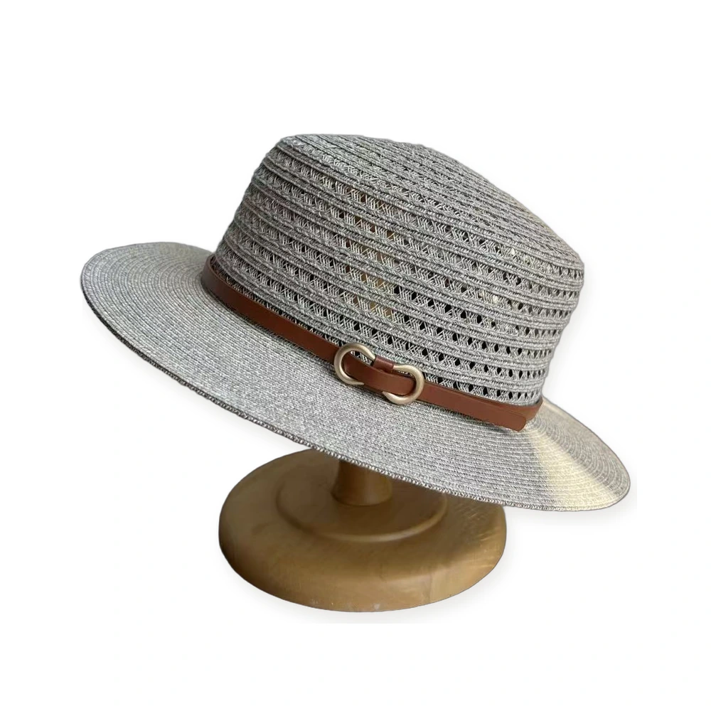 Paper Straw Wide Brim Hat with Leather Band image 2