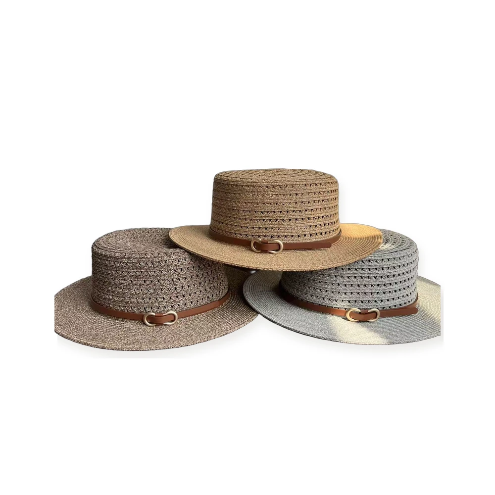 Paper Straw Wide Brim Hat with Leather Band image 4