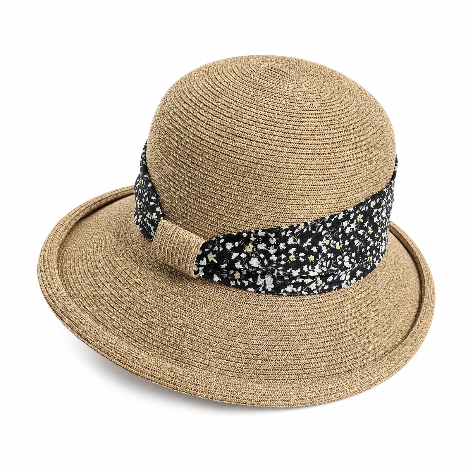 Paper Straw Bucket Hat with Ribbon Bow