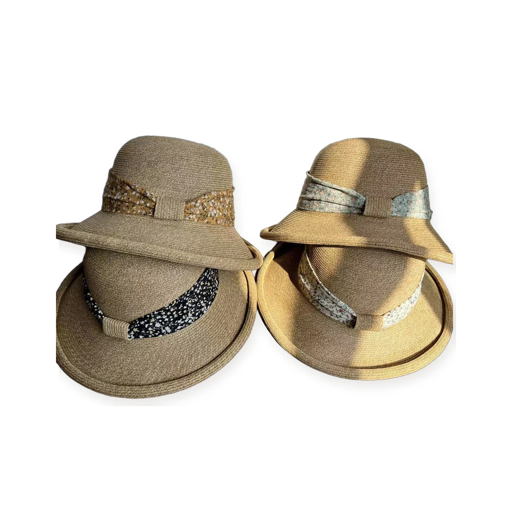 Paper Straw Bucket Hat with Ribbon Bow image 4