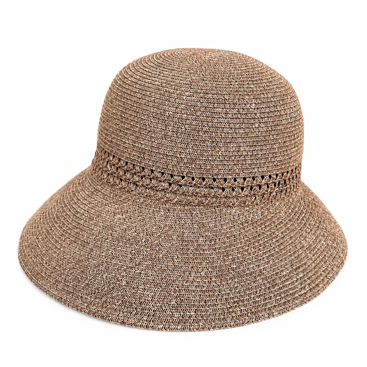 Paper Straw Bucket Hat with Metal Buckle