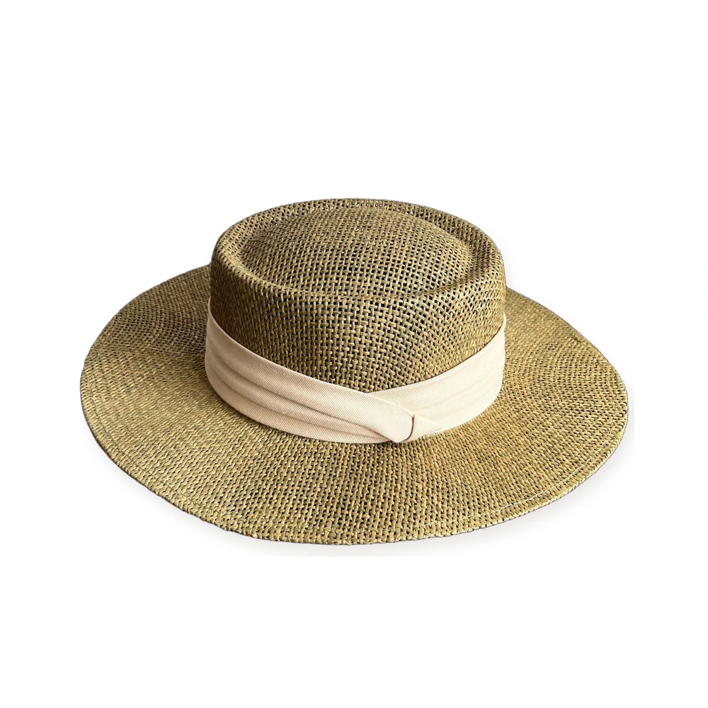 Women's Straw Fedora Hat With Ribbon Bow