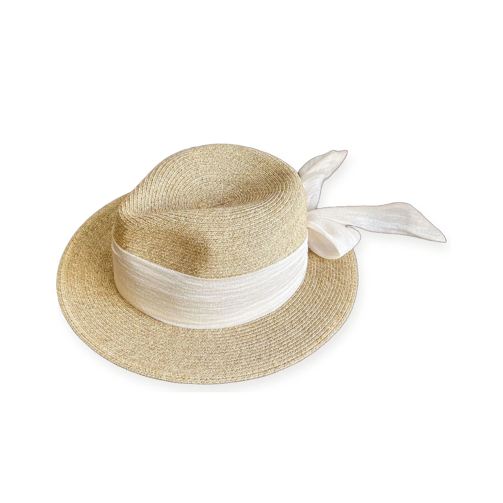 Women's Straw Fedora Hat With Ribbon Bow image 2