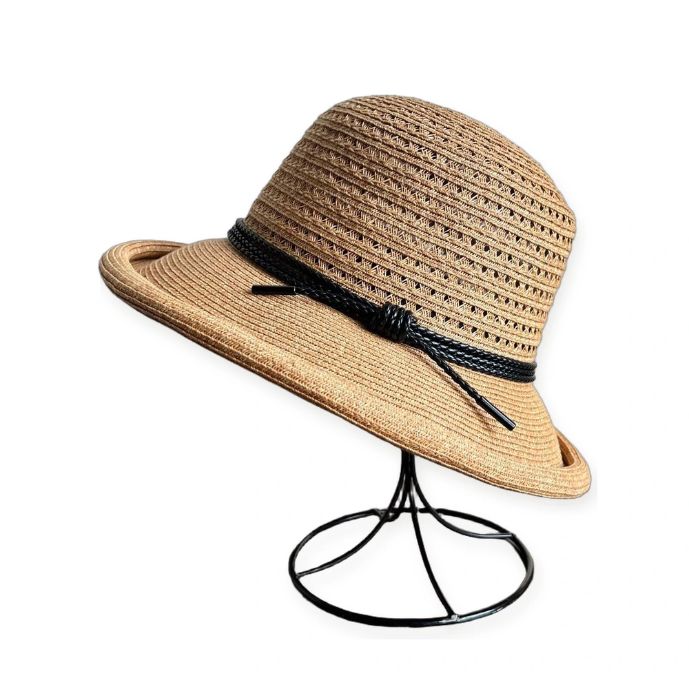 Women's Straw Bucket Hat With Ribbon Bow image 2
