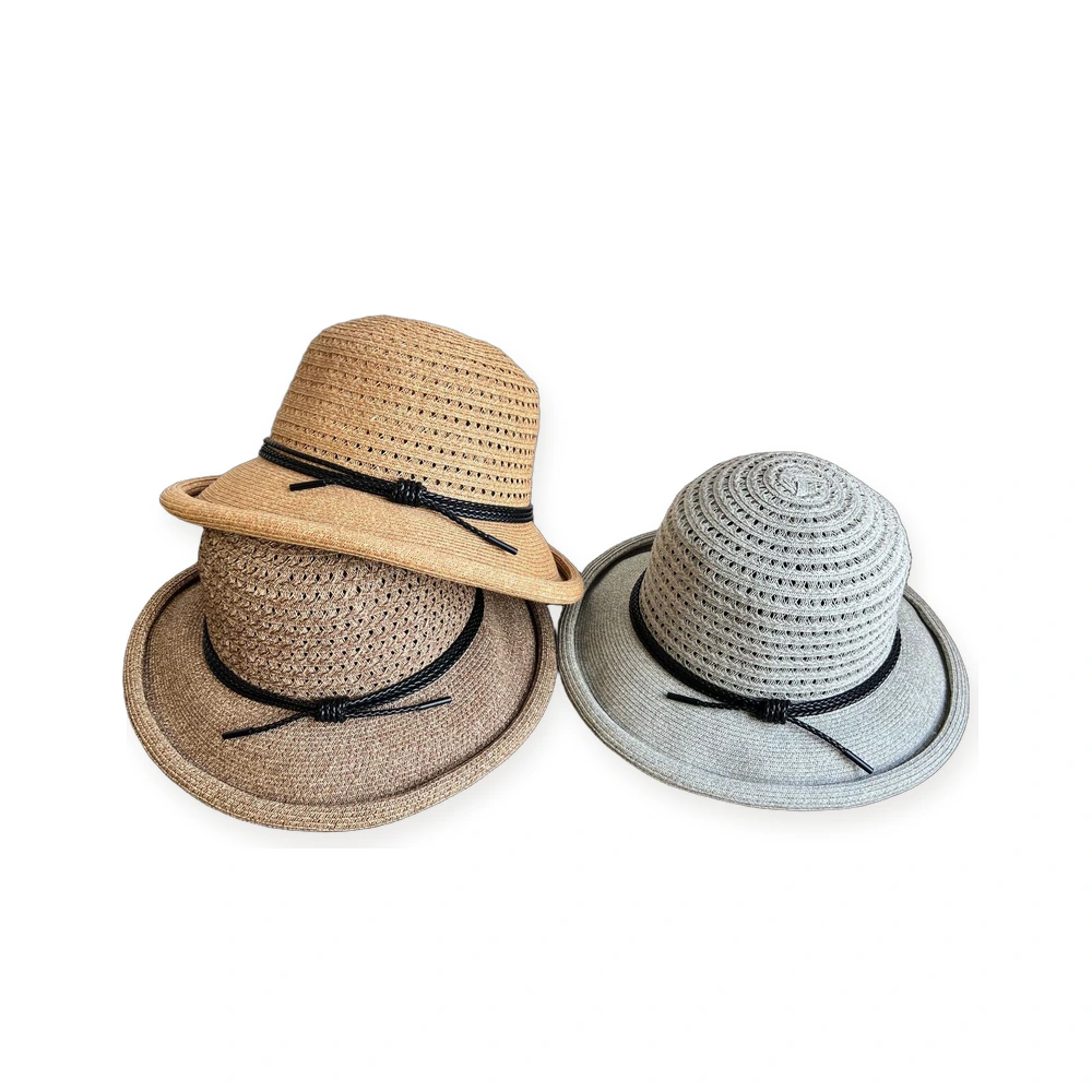 Women's Straw Bucket Hat With Ribbon Bow image 4