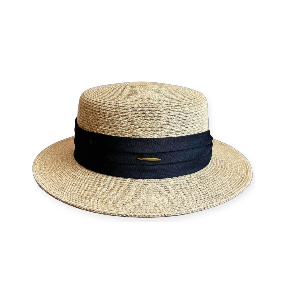 Women's Straw Fedora Hat With Ribbon Bow