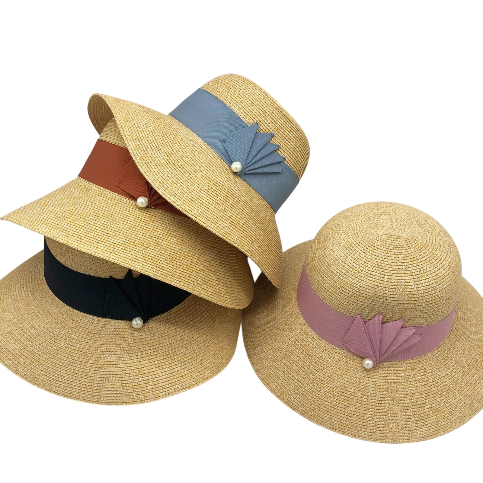 Women's Paper Straw Bucket Hat with Pearl Accent image 4
