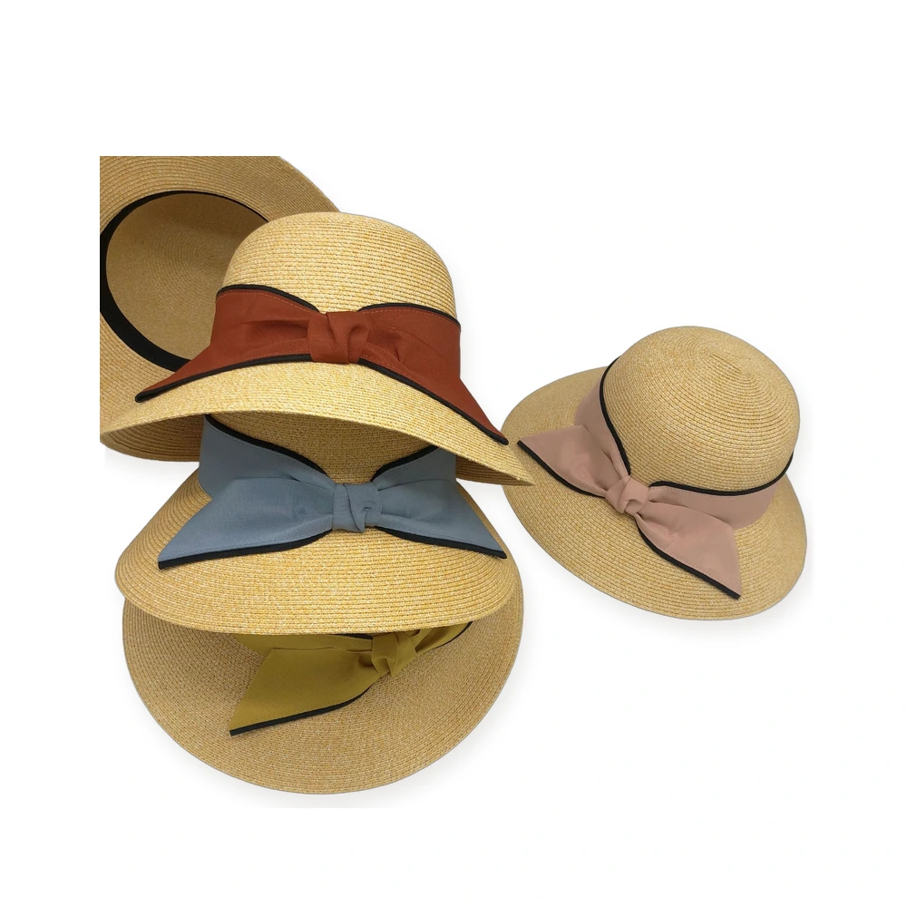 Paper Straw Bucket Hat with Ribbon Bow image 3