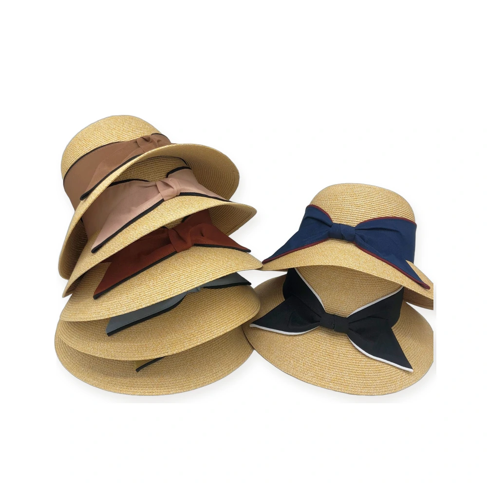 Paper Straw Bucket Hat with Ribbon Bow image 4