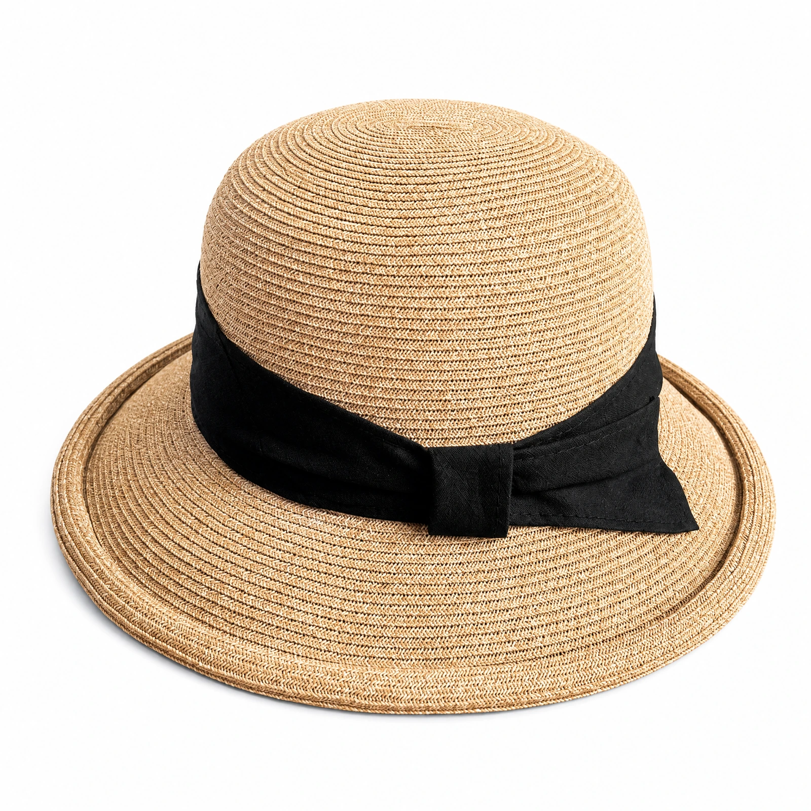 Paper Straw Sun Hat with Ribbon Bow