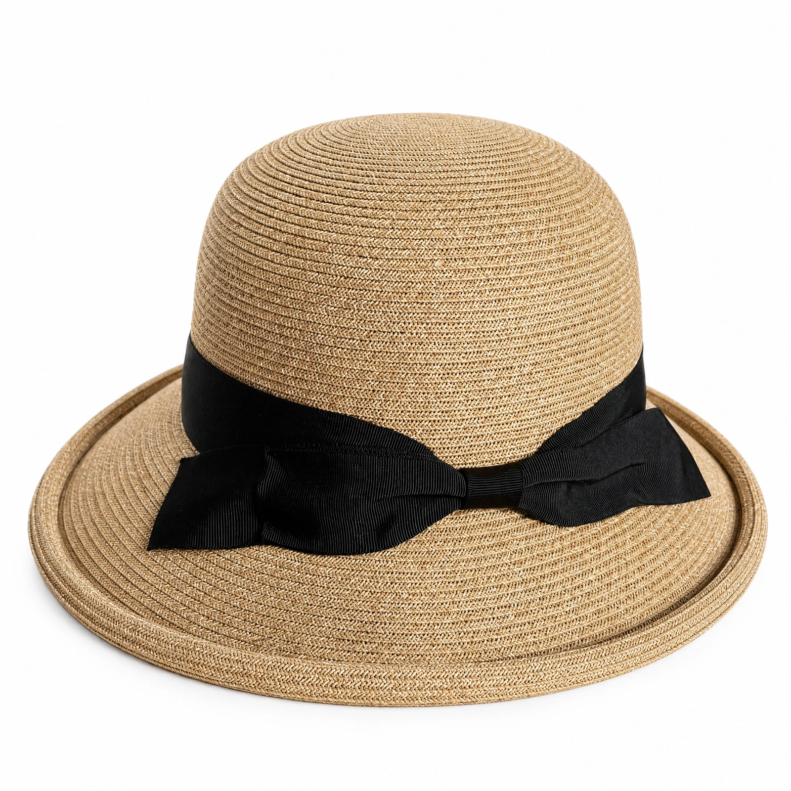 Women's Paper Straw Sun Hat with Ribbon