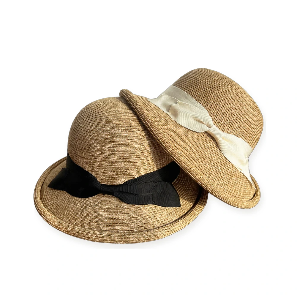 Women's Paper Straw Sun Hat with Ribbon image 4