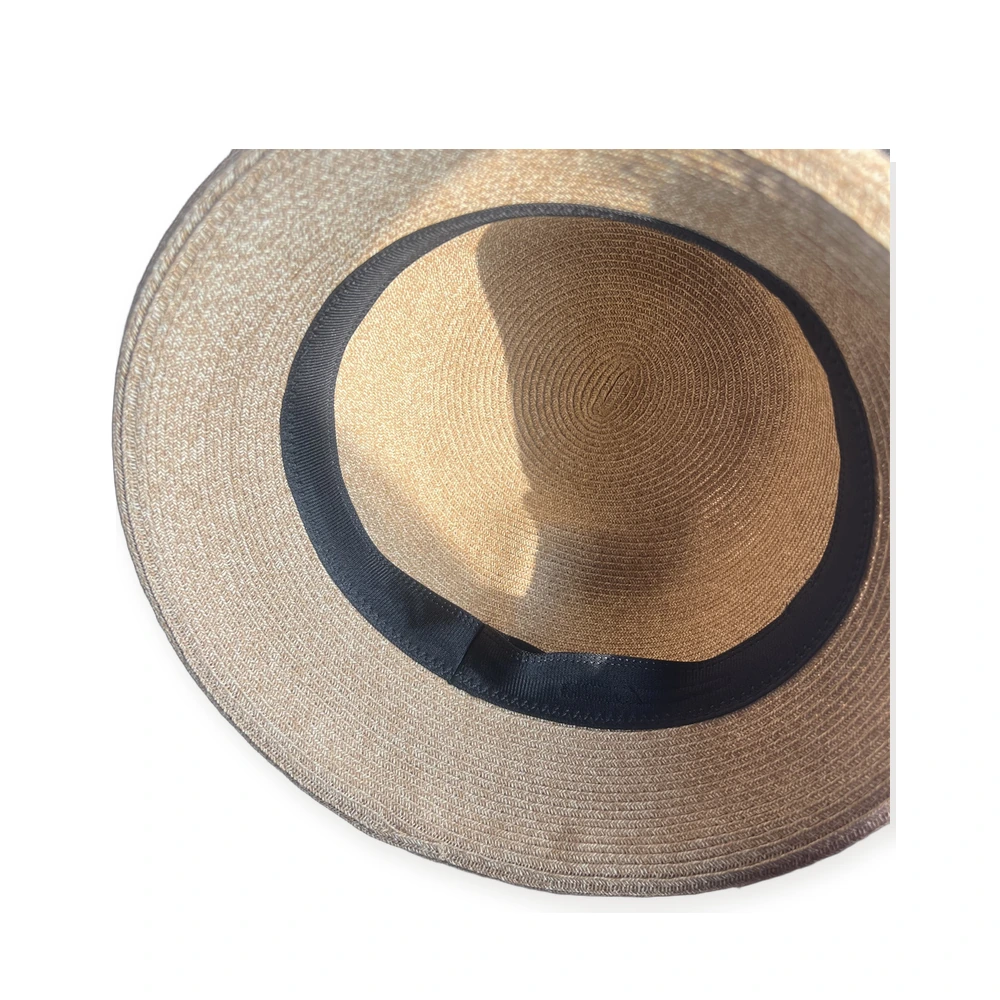 Women's Paper Straw Bucket Hat with Metal Buckle image 3