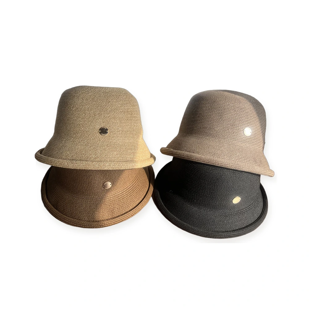 Women's Paper Straw Bucket Hat with Metal Buckle image 4