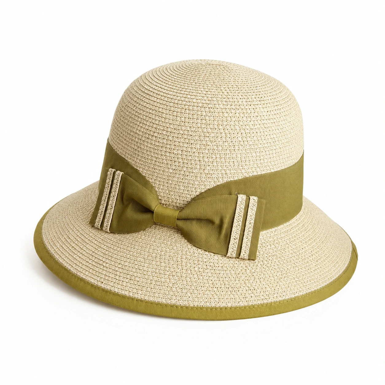 Paper Straw Bucket Hat with Ribbon