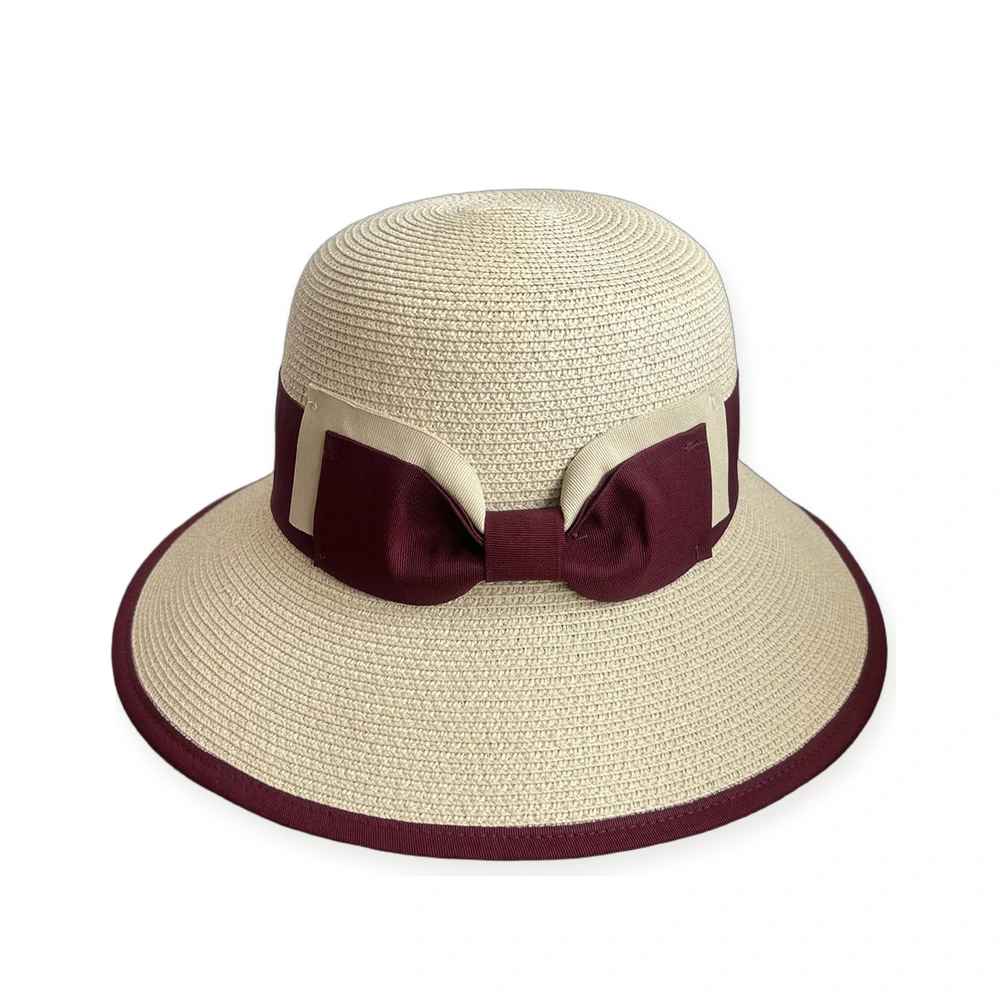 Women's Straw Sun Hat with Ribbon Bow image 3