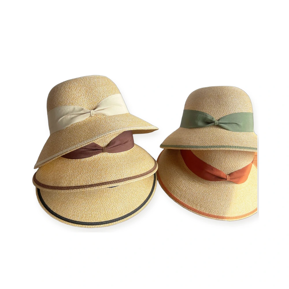 Paper Straw Bucket Hat with Ribbon Bow image 4
