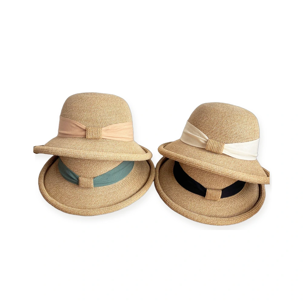 Paper Straw Sun Hat with Ribbon Bow image 4