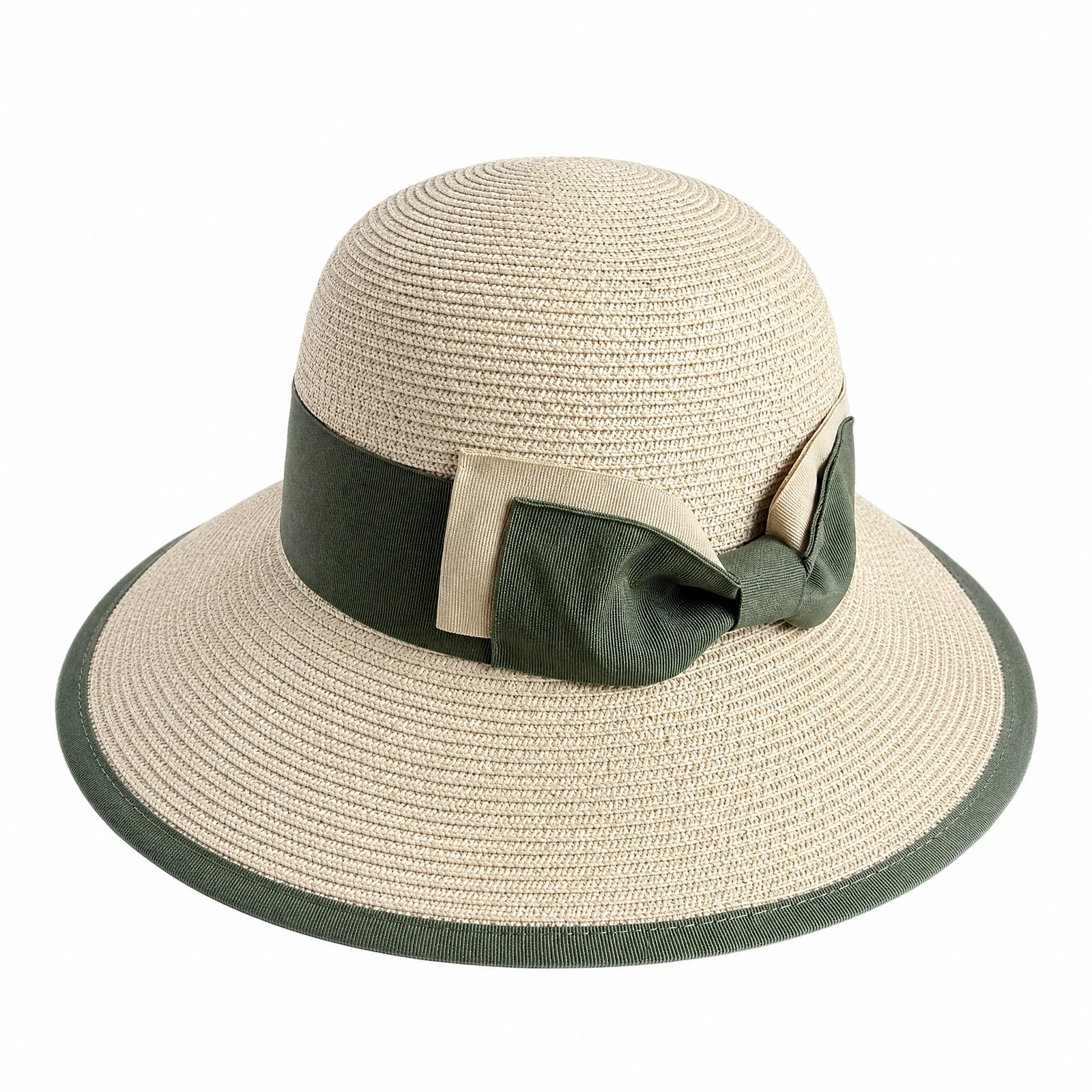 Paper Straw Bucket Hat with Ribbon Bow