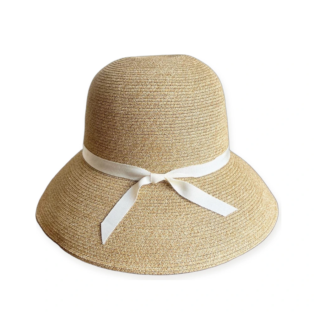 Paper Straw Bucket Hat with Ribbon Bow image 2