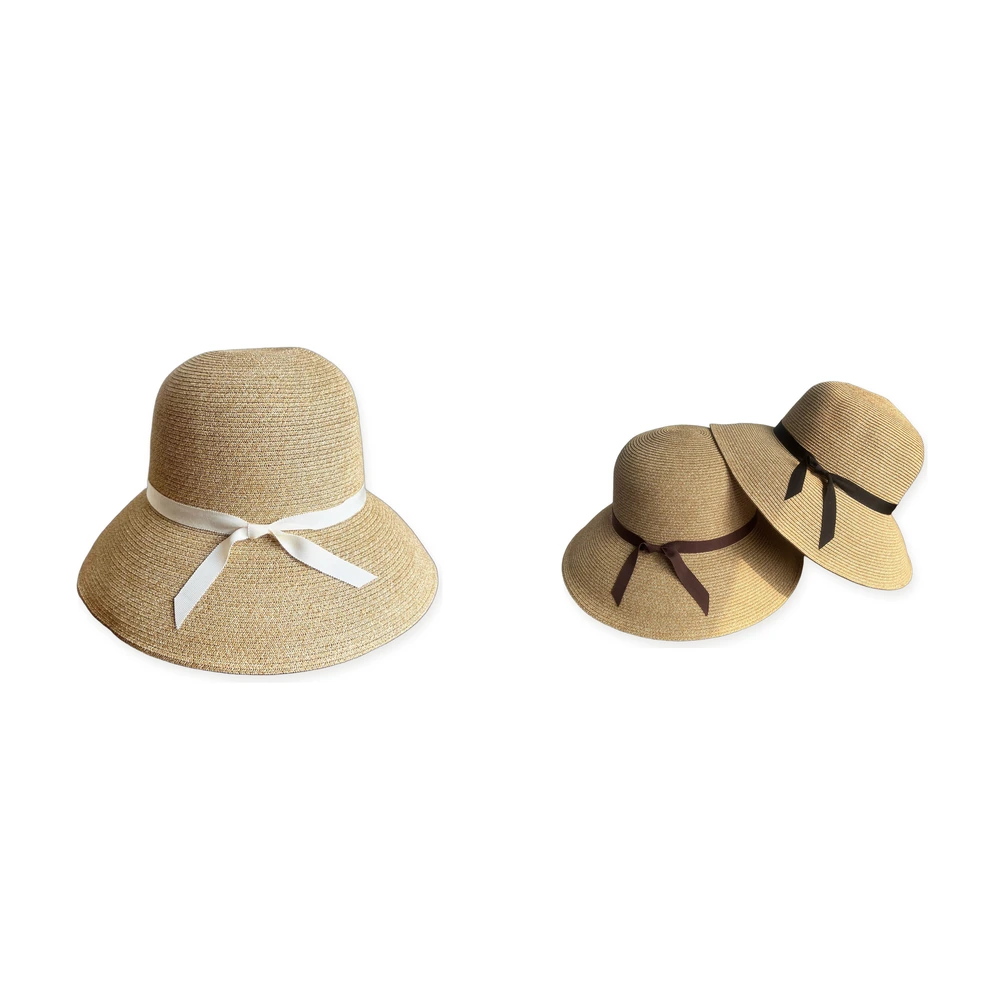 Paper Straw Bucket Hat with Ribbon Bow image 4