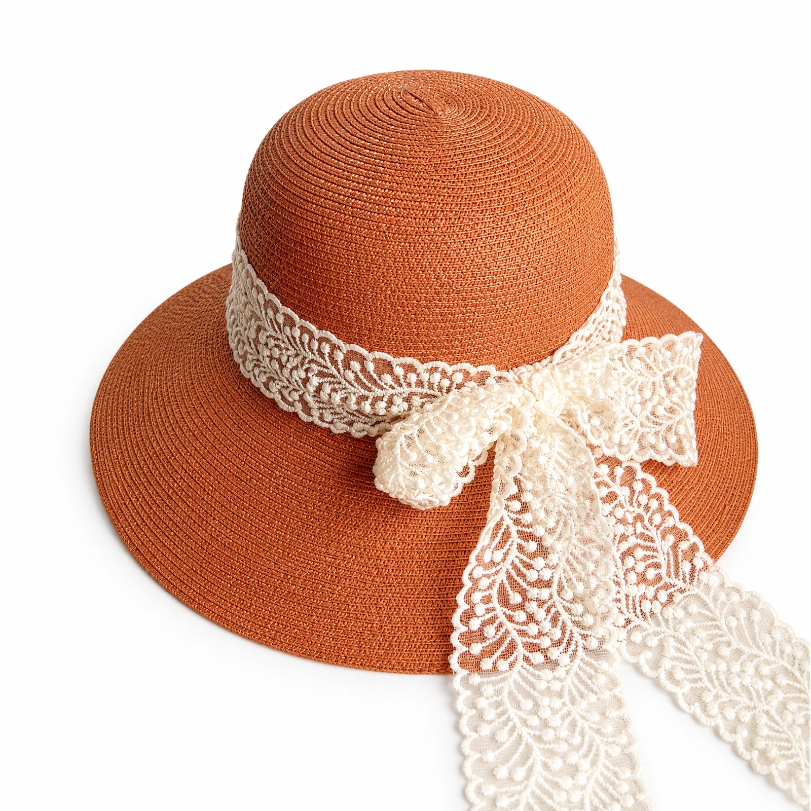 Women's Paper Straw Bucket Hat with Ribbon