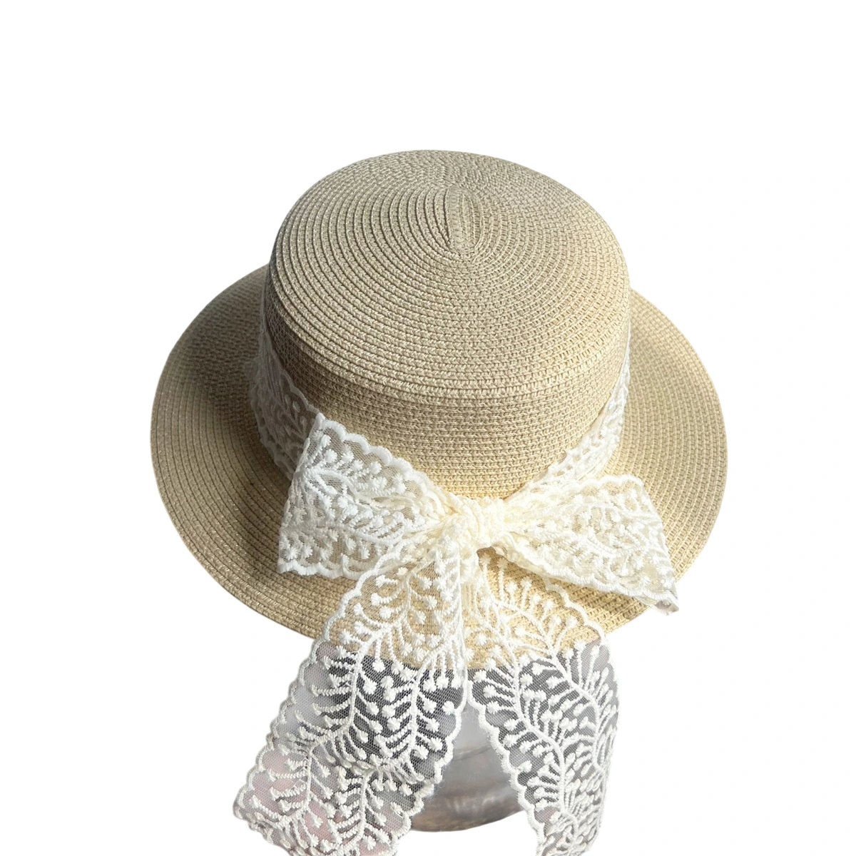 Paper Straw Boater Hat with Ribbon image 3