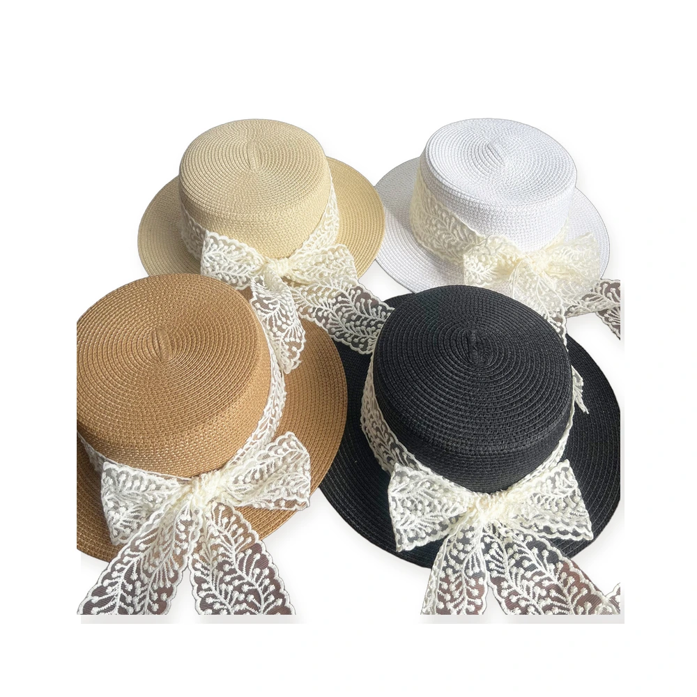 Paper Straw Boater Hat with Ribbon image 4