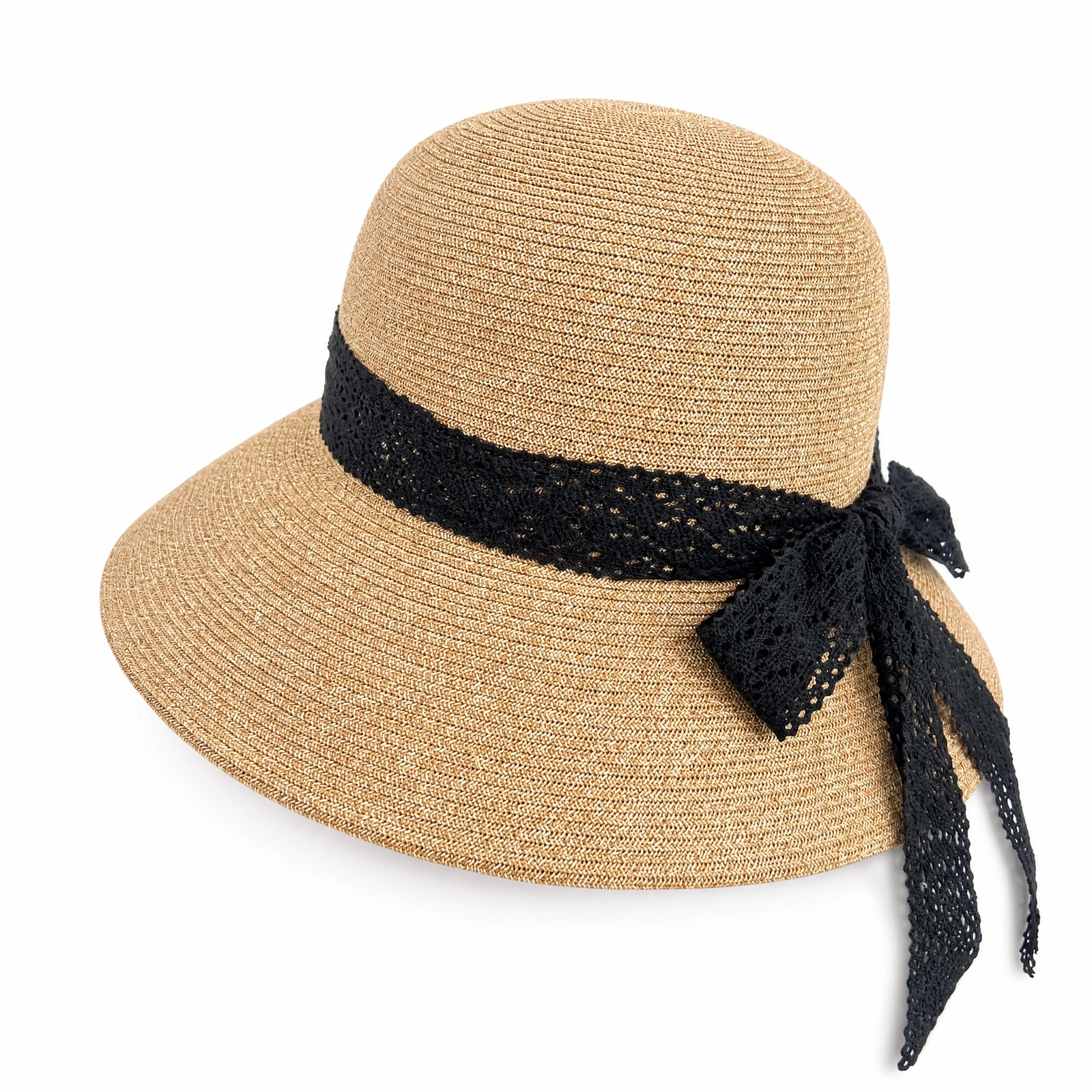Paper Straw Bucket Hat with Ribbon
