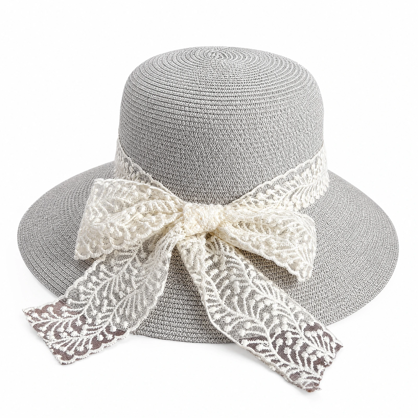 Paper Straw Bucket Hat with Ribbon Bow
