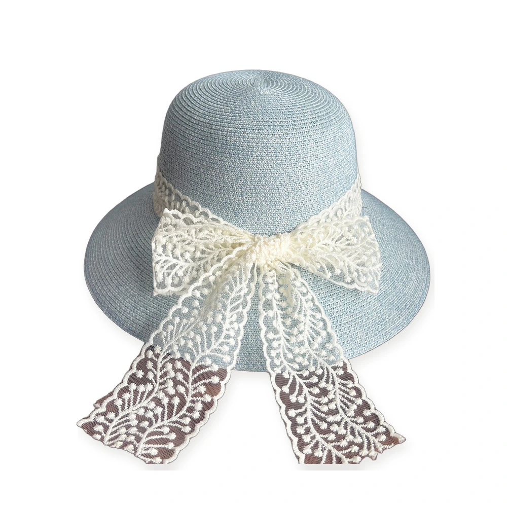 Paper Straw Bucket Hat with Ribbon Bow image 3