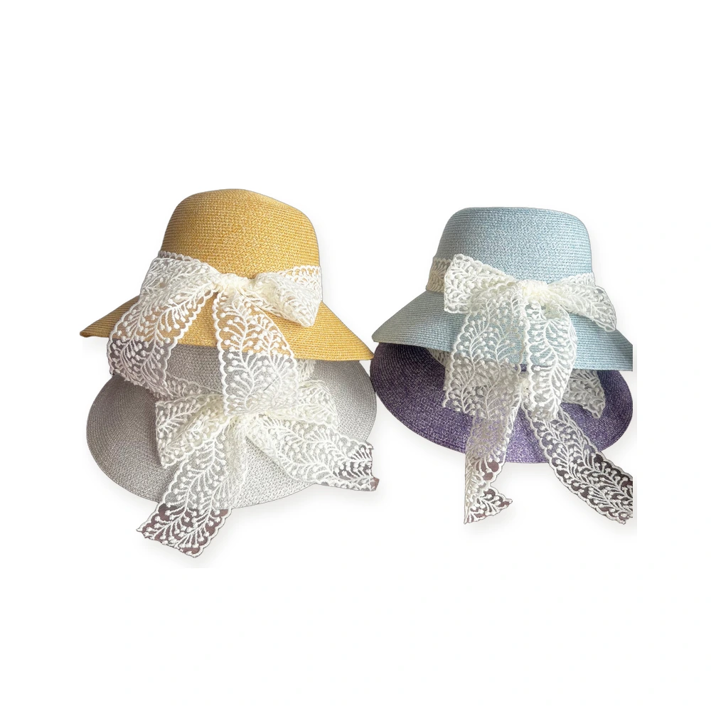 Paper Straw Bucket Hat with Ribbon Bow image 4